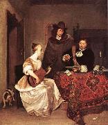 TERBORCH, Gerard A Young Woman Playing a Theorbo to Two Men oil painting picture wholesale